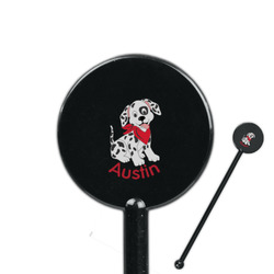 Dalmation 5.5" Round Plastic Stir Sticks - Black - Single Sided (Personalized)