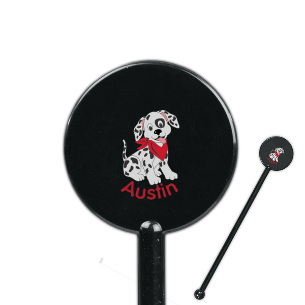 Custom Dalmation 5.5" Round Plastic Stir Sticks - Black - Single Sided (Personalized)