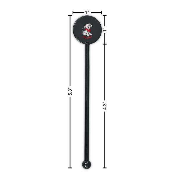 Dalmation Black Plastic 5.5" Stir Stick - Round - Dimensions
