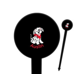 Dalmation 6" Round Plastic Food Picks - Black - Double Sided (Personalized)