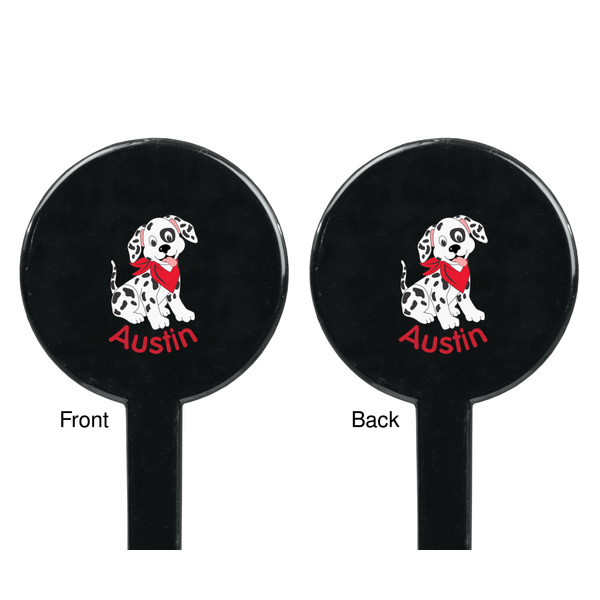 Dalmation Black Plastic 7" Stir Stick - Double Sided - Round - Front & Back