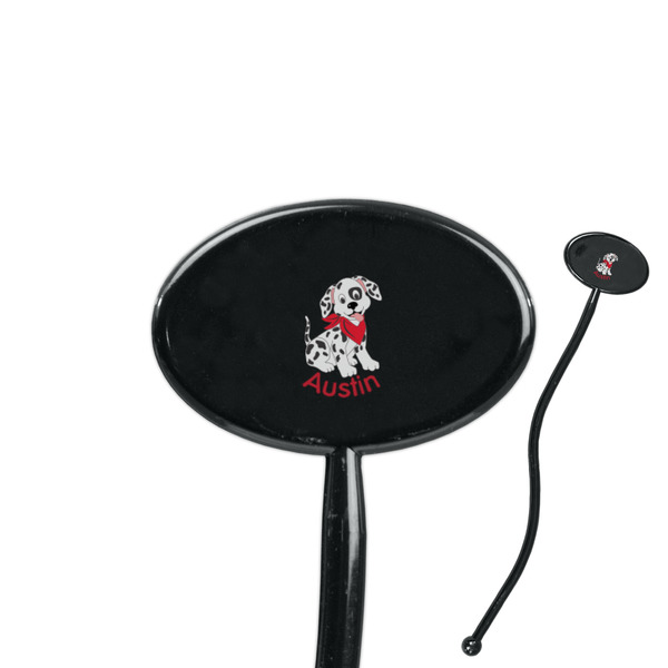 Custom Dalmation 7" Oval Plastic Stir Sticks - Black - Double Sided (Personalized)