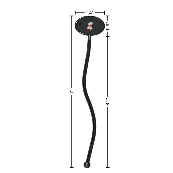 Dalmation Black Plastic 7" Stir Stick - Oval - Dimensions