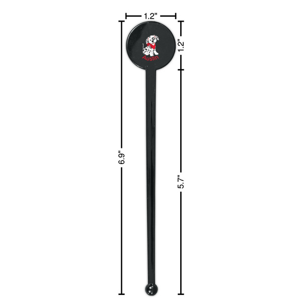 Dalmation Black Plastic 7" Stir Stick - Round - Dimensions