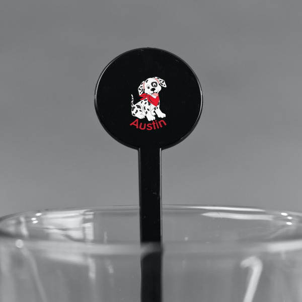 Dalmation Black Plastic 7" Stir Stick - Round - Main