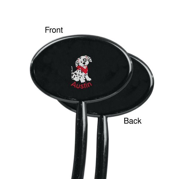 Dalmation Black Plastic 7" Stir Stick - Single Sided - Oval - Front & Back