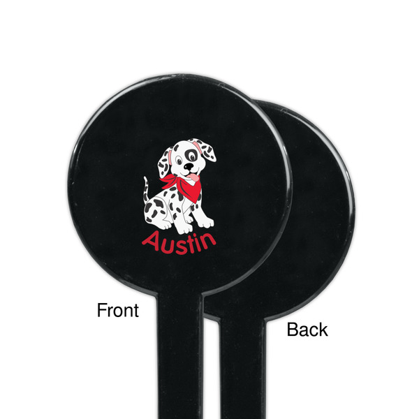 Dalmation Black Plastic 7" Stir Stick - Single Sided - Round - Front & Back