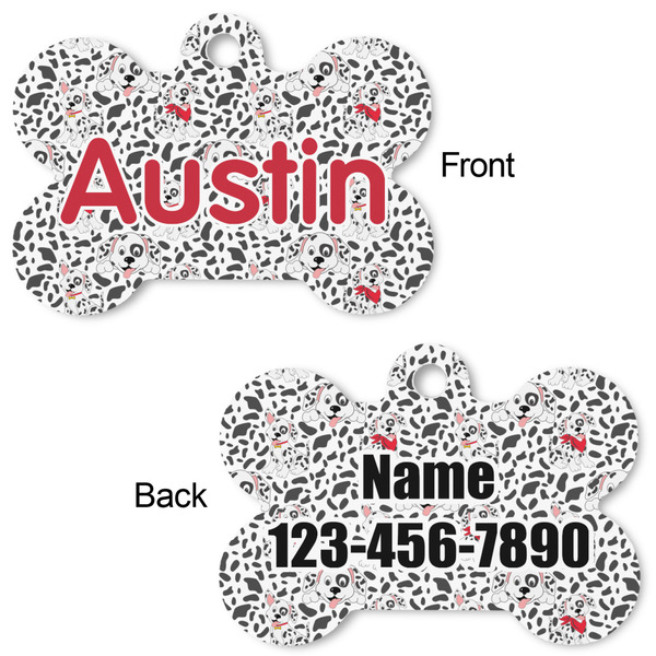 Dalmation Bone Shaped Dog Tag - Front & Back
