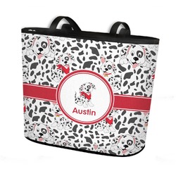 Dalmation Bucket Tote w/ Genuine Leather Trim - Large w/ Front & Back Design (Personalized)