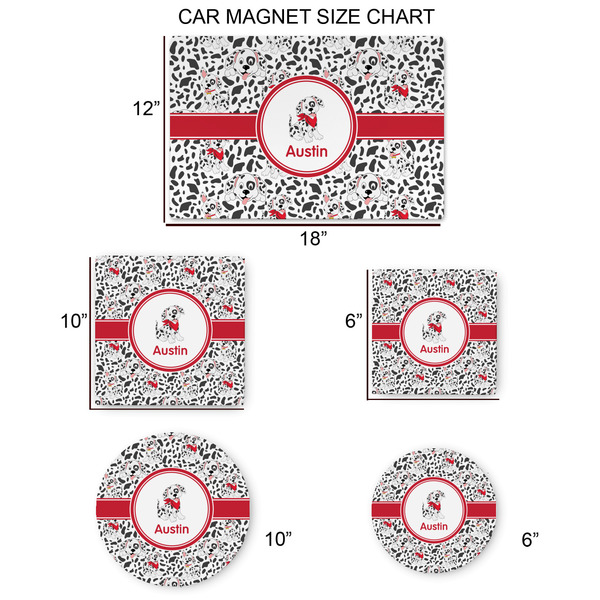 Dalmation Car Magnets - SIZE CHART