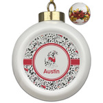 Dalmation Ceramic Ball Ornaments - Poinsettia Garland (Personalized)