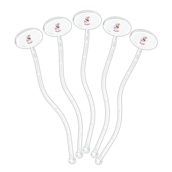 Dalmation Clear Plastic 7" Stir Stick - Oval - Fan