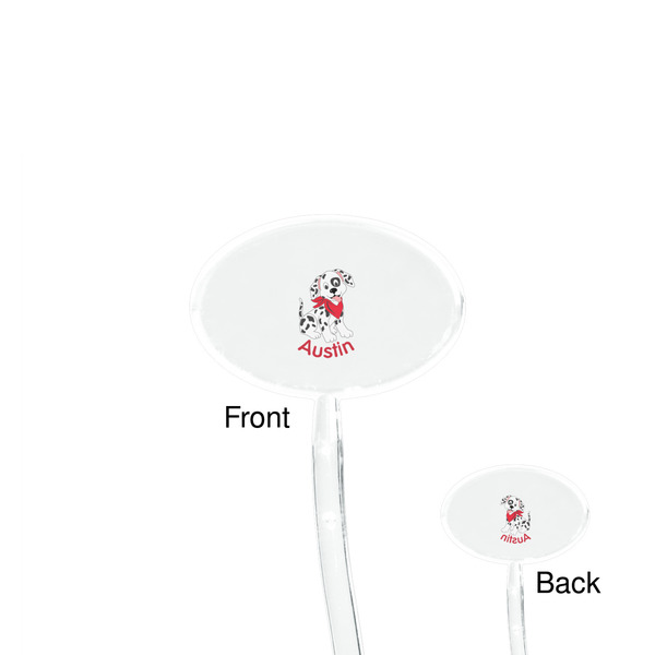Dalmation Clear Plastic 7" Stir Stick - Oval - Front & Back