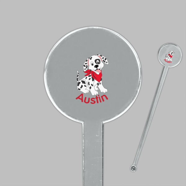 Dalmation Clear Plastic 7" Stir Stick - Round - Closeup