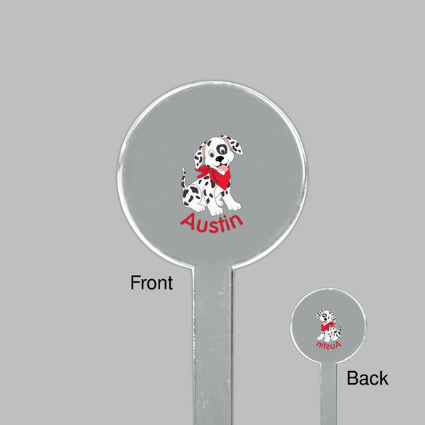 Dalmation Clear Plastic 7" Stir Stick - Round - Front & Back