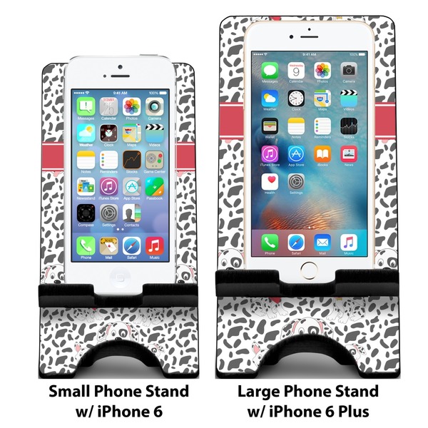 Dalmation Compare Phone Stand Sizes - with iPhones