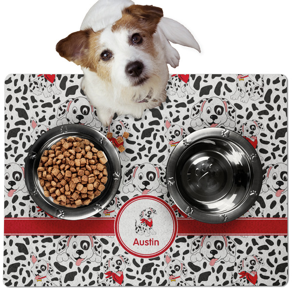 Custom Dalmation Dog Food Mat - Medium w/ Name or Text