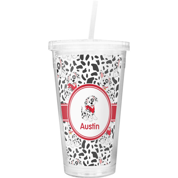 Custom Dalmation Double Wall Tumbler with Straw (Personalized)