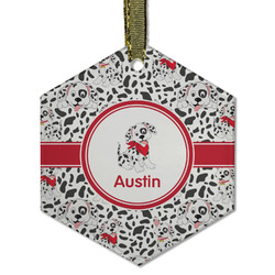 Dalmation Flat Glass Ornament - Hexagon w/ Name or Text