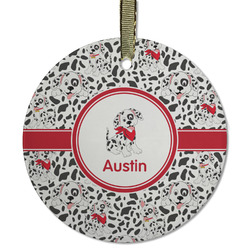 Dalmation Flat Glass Ornament - Round w/ Name or Text