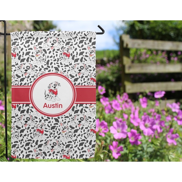 Dalmation Garden Flag - Outside In Flowers