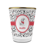 Dalmation Glass Shot Glass - 1.5 oz - with Gold Rim - Single (Personalized)