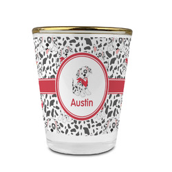 Dalmation Glass Shot Glass - 1.5 oz - with Gold Rim - Set of 4 (Personalized)