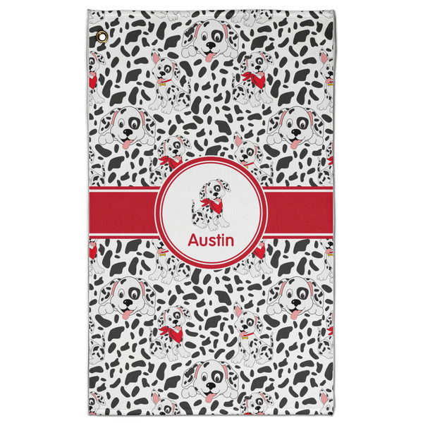 Custom Dalmation Golf Towel - Poly-Cotton Blend - Large w/ Name or Text