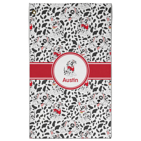 Custom Dalmation Golf Towel - Poly-Cotton Blend w/ Name or Text