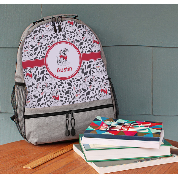 Dalmation Large Backpack - Gray - On Desk