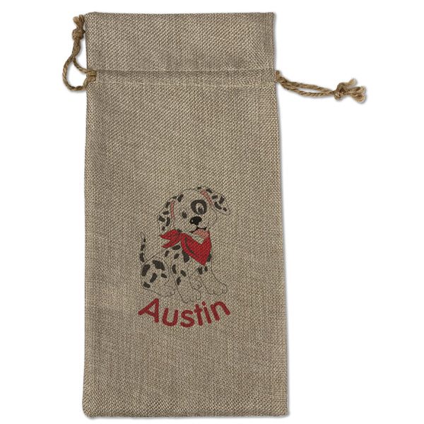 Custom Dalmation Large Burlap Gift Bag - Front (Personalized)