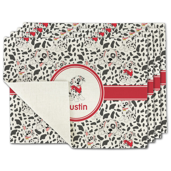 Custom Dalmation Single-Sided Linen Placemat - Set of 4 w/ Name or Text