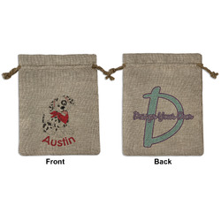 Dalmation Medium Burlap Gift Bag - Front & Back (Personalized)