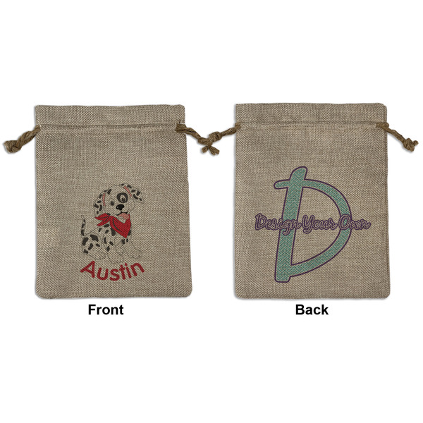 Custom Dalmation Medium Burlap Gift Bag - Front & Back (Personalized)