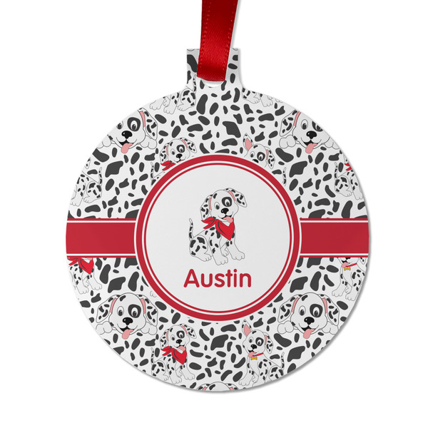 Custom Dalmation Metal Ball Ornament - Double Sided w/ Name or Text