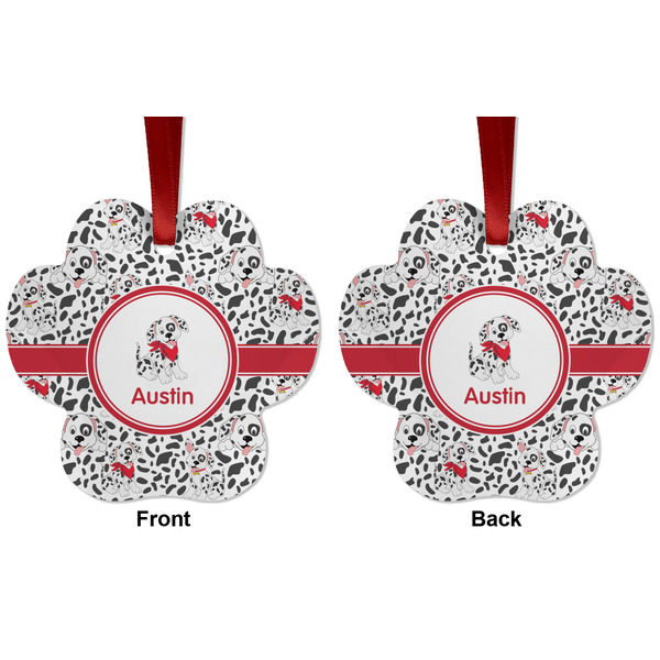Dalmation Metal Paw Ornament - Front and Back