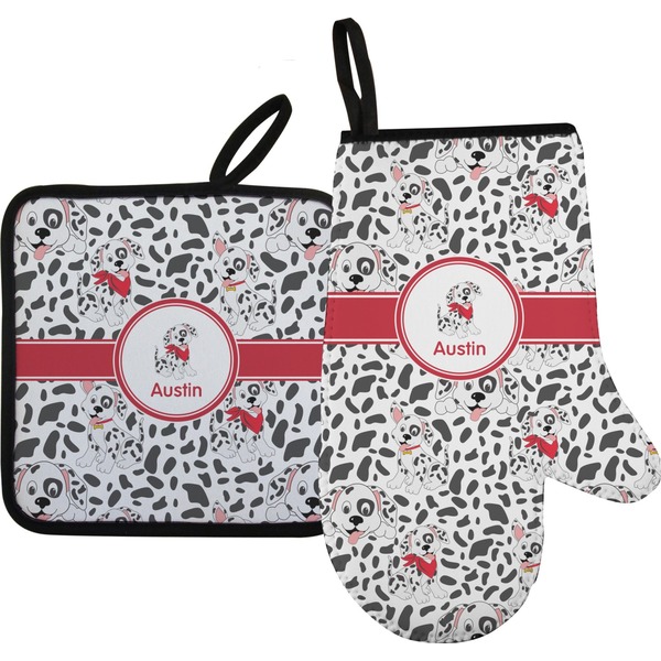 Custom Dalmation Oven Mitt & Pot Holder Set w/ Name or Text