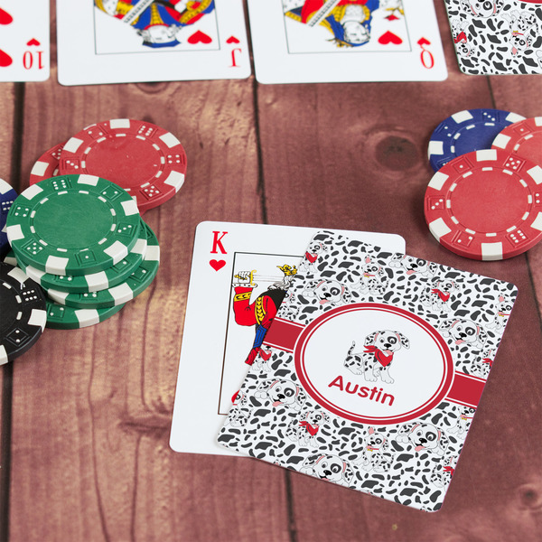 Dalmation On Table with Poker Chips