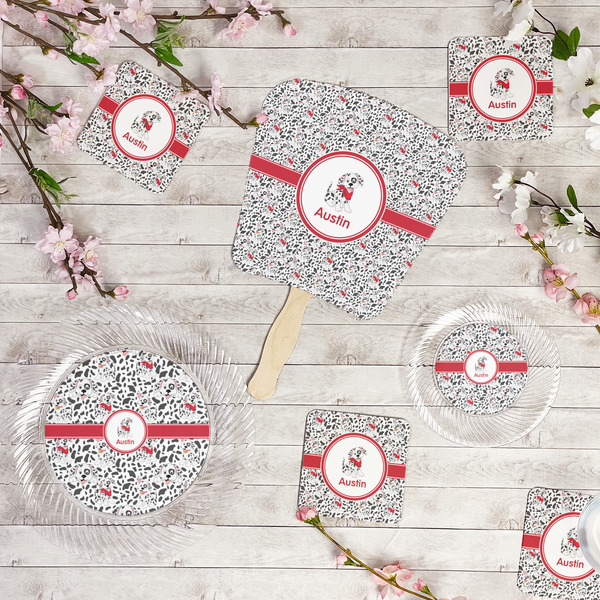 Dalmation Party Supplies Combination Image - All items - Plates, Coasters, Fans