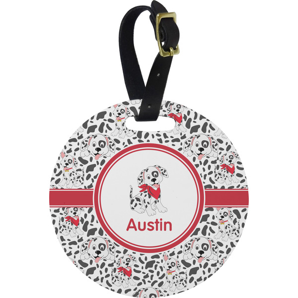 Custom Dalmation Plastic Luggage Tag - Round (Personalized)