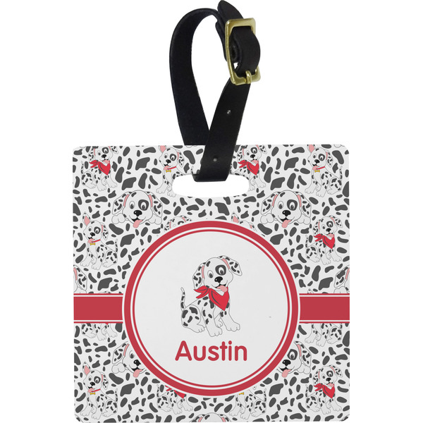 Custom Dalmation Plastic Luggage Tag - Square w/ Name or Text