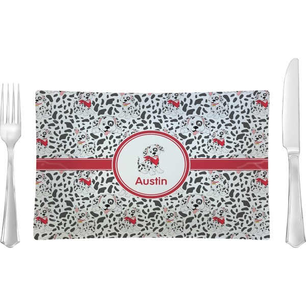 Custom Dalmation Rectangular Glass Lunch / Dinner Plate - Single or Set (Personalized)