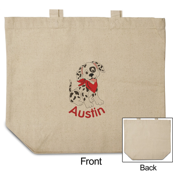 Dalmation Reusable Cotton Grocery Bag - Front & Back View