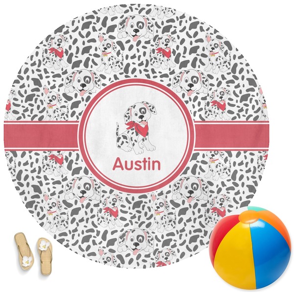 Custom Dalmation Round Beach Towel (Personalized)