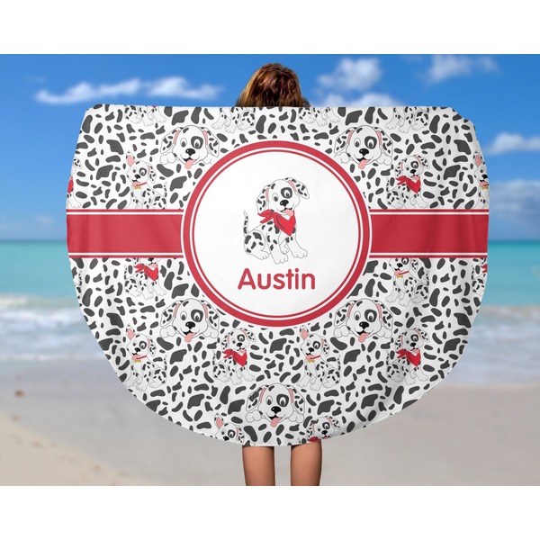 Dalmation Round Beach Towel - In Use