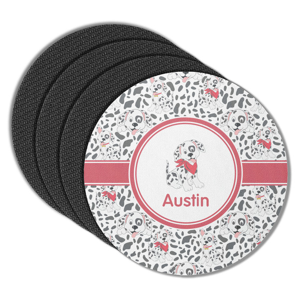 Custom Dalmation Round Rubber Backed Coasters - Set of 4 (Personalized)