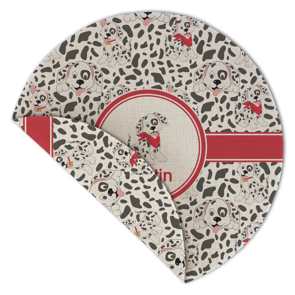 Dalmation Round Linen Placemats - Front (folded corner double sided)