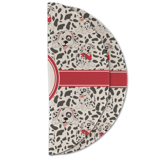 Dalmation Round Linen Placemats - HALF FOLDED (double sided)