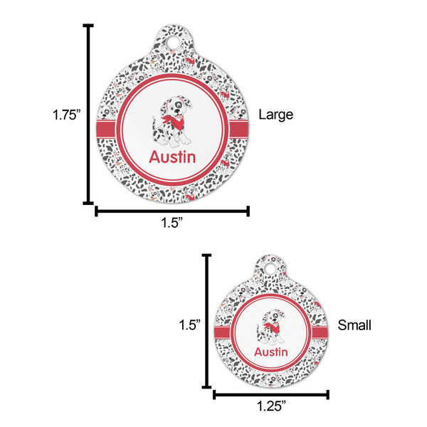 Dalmation Round Pet ID Tag - Large - Comparison Scale