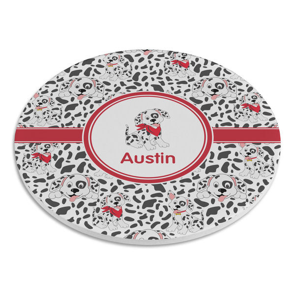 Dalmation Round Stone Trivet - Angle View
